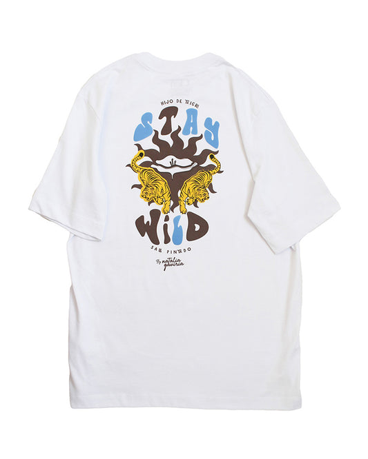 CAMISETA STAY WILD LARGA BLANCA